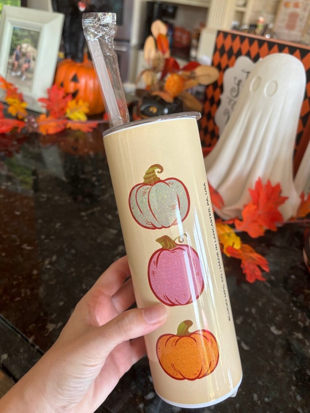 NWT! Lucky MFG.co Pumpkins Tumbler With Straw